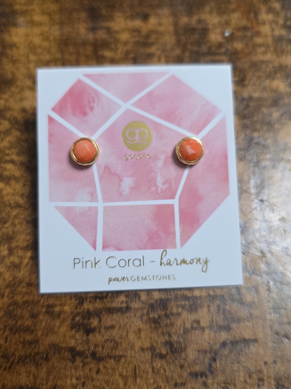 Gorjana Pink Coral and Gold Round Stud Earrings